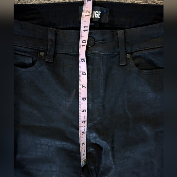 PAIGE Hoxton Ultra Skinny Black Croc Luxe Coating Black Denim Jeans Womens 28 - Picture 10 of 12